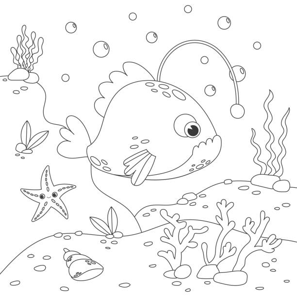 Anglerfish coloring page stock illustrations royalty