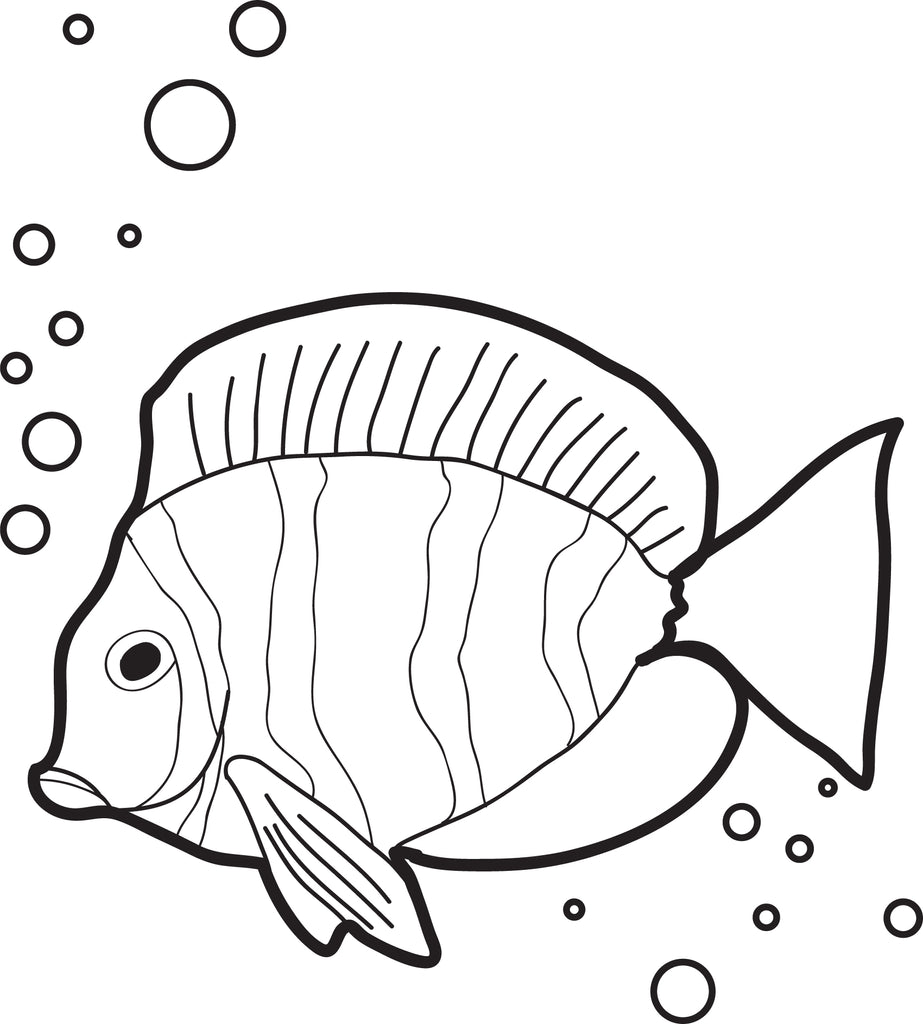 Printable fish with air bubbles coloring page for kids â