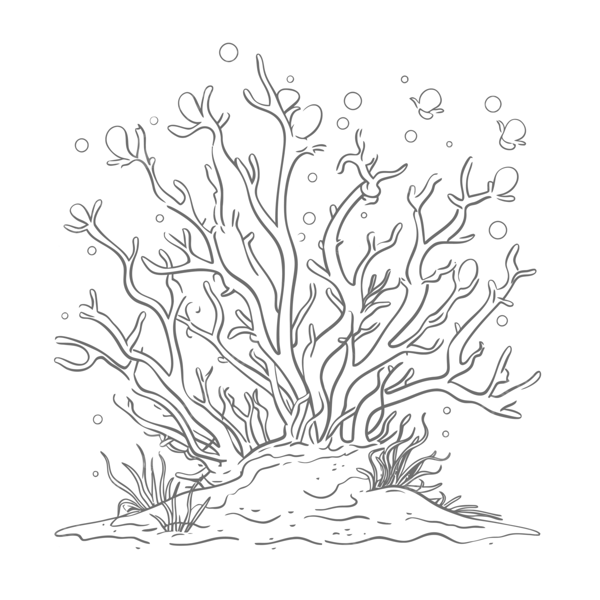 Coral branches outline coloring page sketch drawing vector wing drawing coral drawing ring drawing png and vector with transparent background for free download