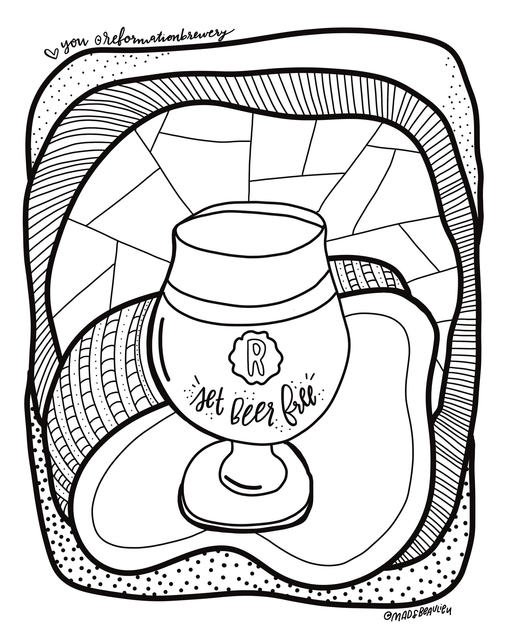 Love your downtown reformation brewery coloring page â beau paper co