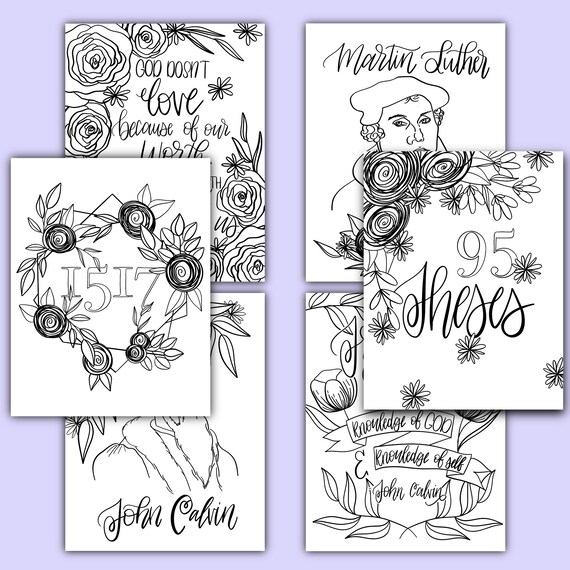 Reformation colouring sheets vol christian art childrens ministry adult and kids instant download pdf png files included instant download