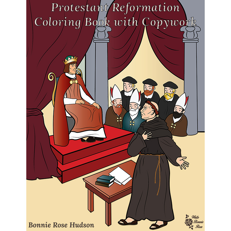 Protestant reformation coloring book with copywork