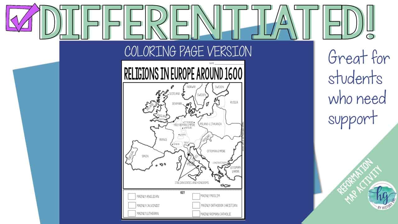 Protestant reformation map activity print and digital