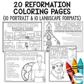 Reformation posters timelines maps coloring pages