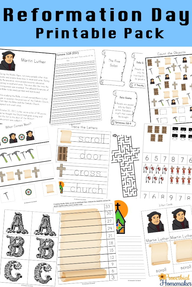 Free reformation day printable pack pages