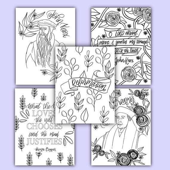 Reformation colouring sheets vol christian art childrens ministry adult and kids instant download pdf png files included instant download