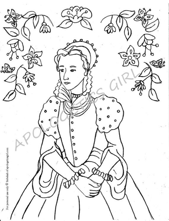 Coloring page printable idellette de bure calvin fun facts page reformation church history instant download john calvin