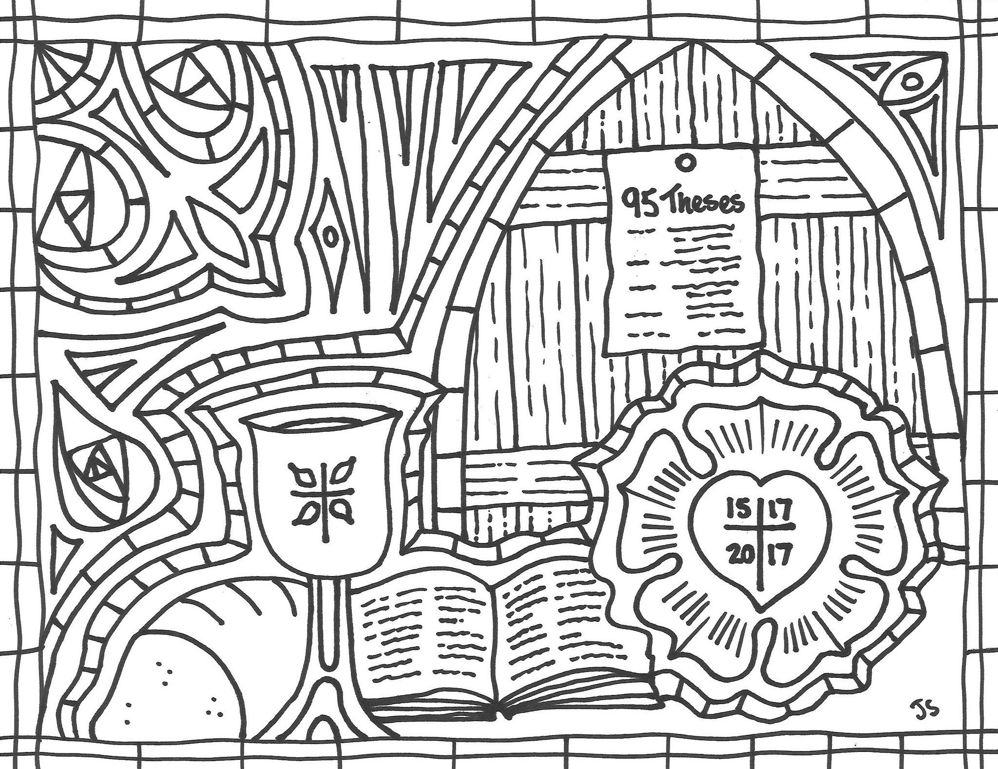 Reformation coloring page reformation sunday luther rose reformation day