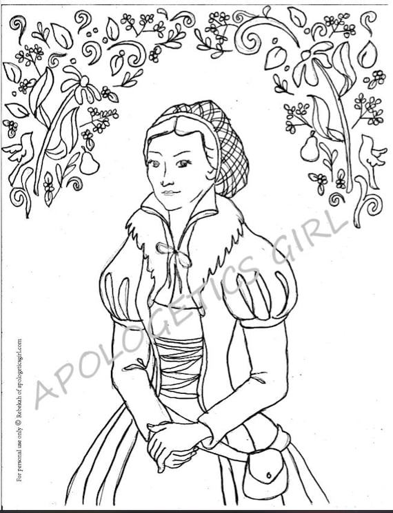 Coloring page printable katharina von bora fun facts page reformation church history instant download