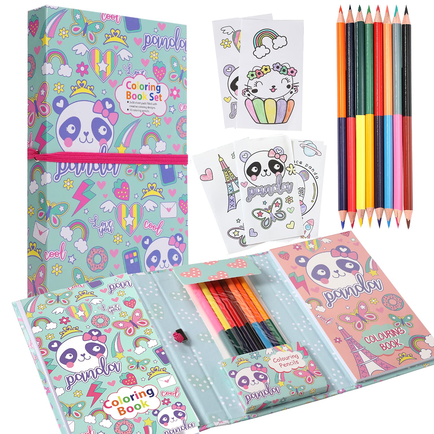 Kit de almohadillas para colorear de panda para niãas libro de colorear de panda pãginas para colorear y lãpices de colores para dibujar pintura regalo de cumpleaãos para niãas