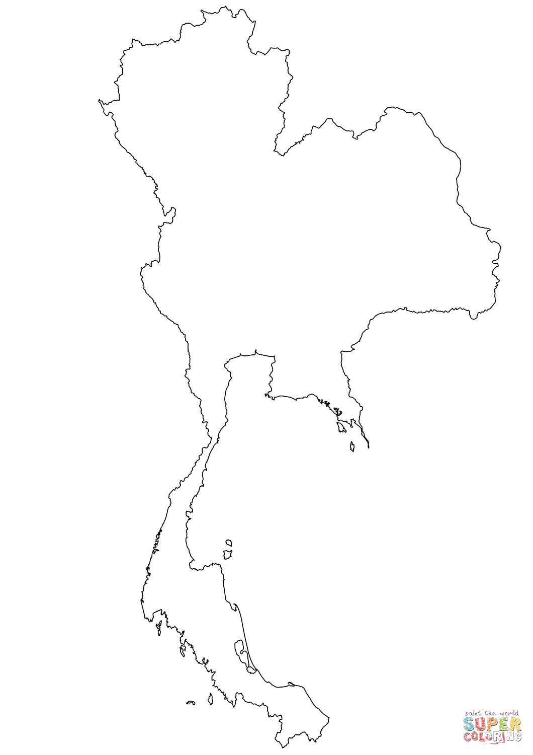 Dibujo de mapa mudo de tailandia para colorear dibujos para colorear imprimir gratis