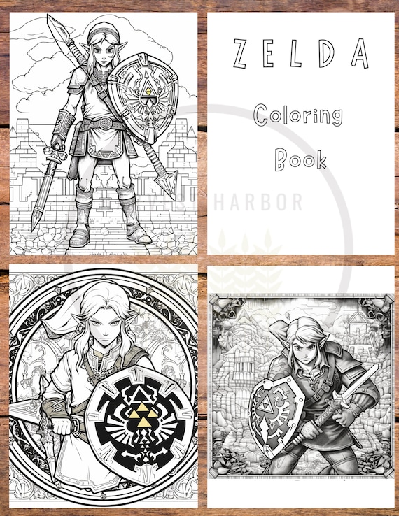 Fun past time legend of zelda coloring pages link princess zelda triforce coloring page fantasy loz gamer coloring ai art coloring book