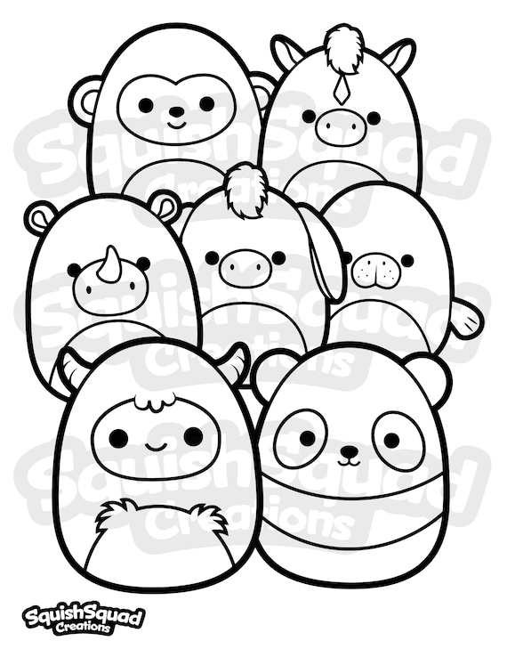 Pãgina para colorear de squishmallow pãgina para colorear de squishmallow imprimible hoja para colorear descargable de squishmallow pãgina para colorear para niãos