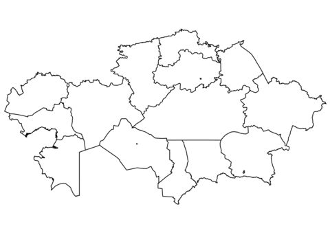 Dibujo de mapa mudo de kazajstãn con regiones para colorear dibujos para colorear imprimir gratis