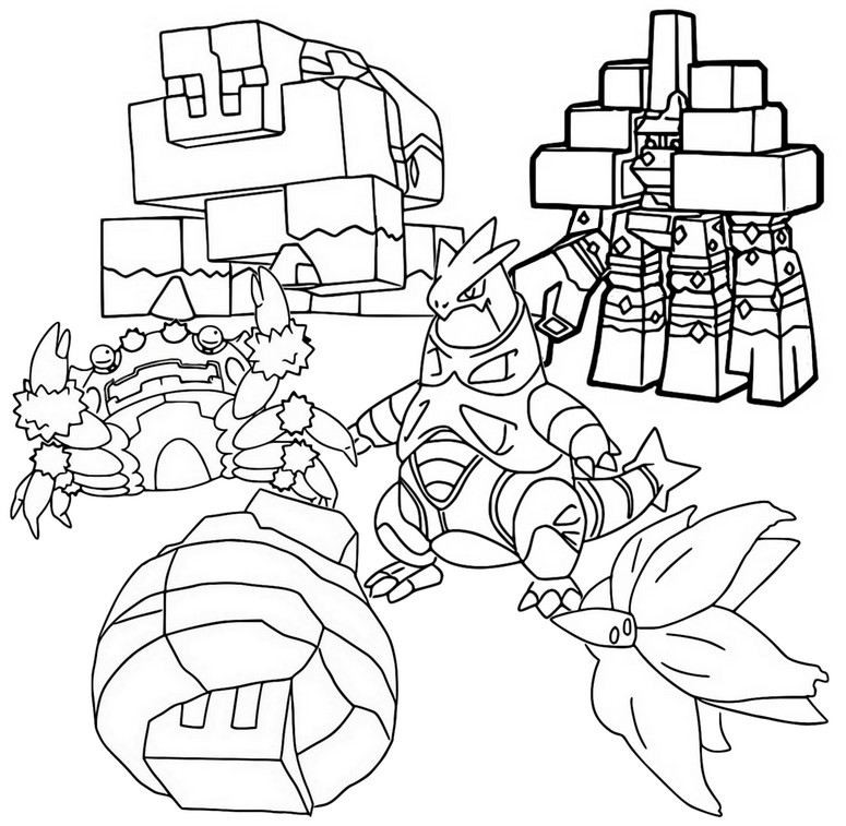 Coloring page popular pokãmon scarlet and violet rock type