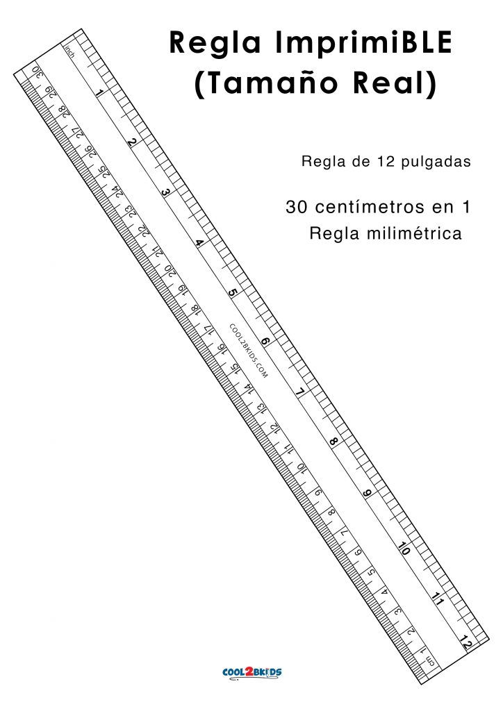 Regla para imprimir de pulgadas