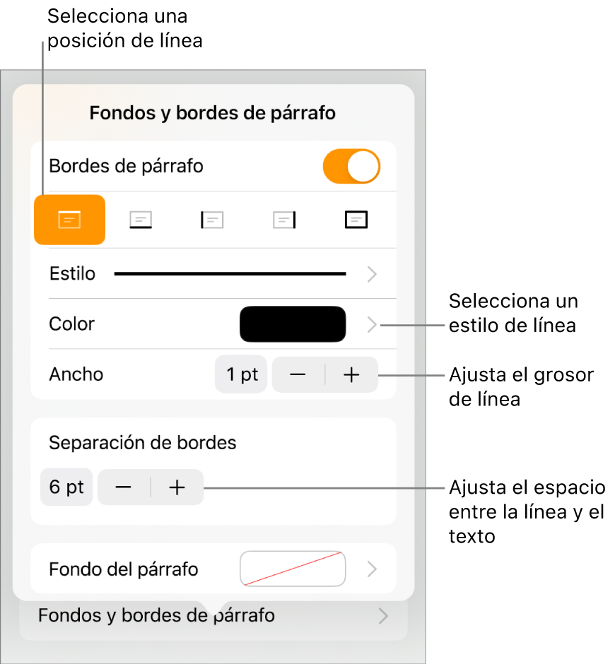 Agregar bordes y reglas lãneas en pages en el ipad