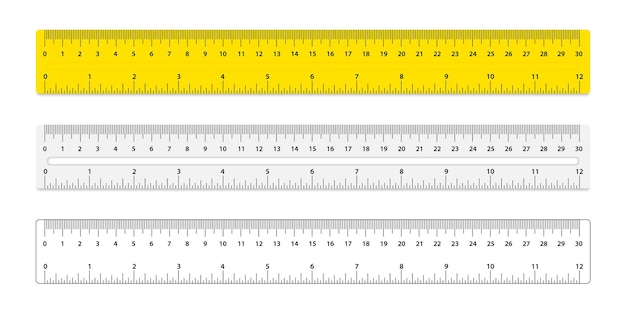 Juego de tr reglas reglas con medidas de doble cara en pulgadas y centãmetros cala de mediciãn maqueta para reglas regla de vector mãtrico de centãmetros equipo colar regla de cinta