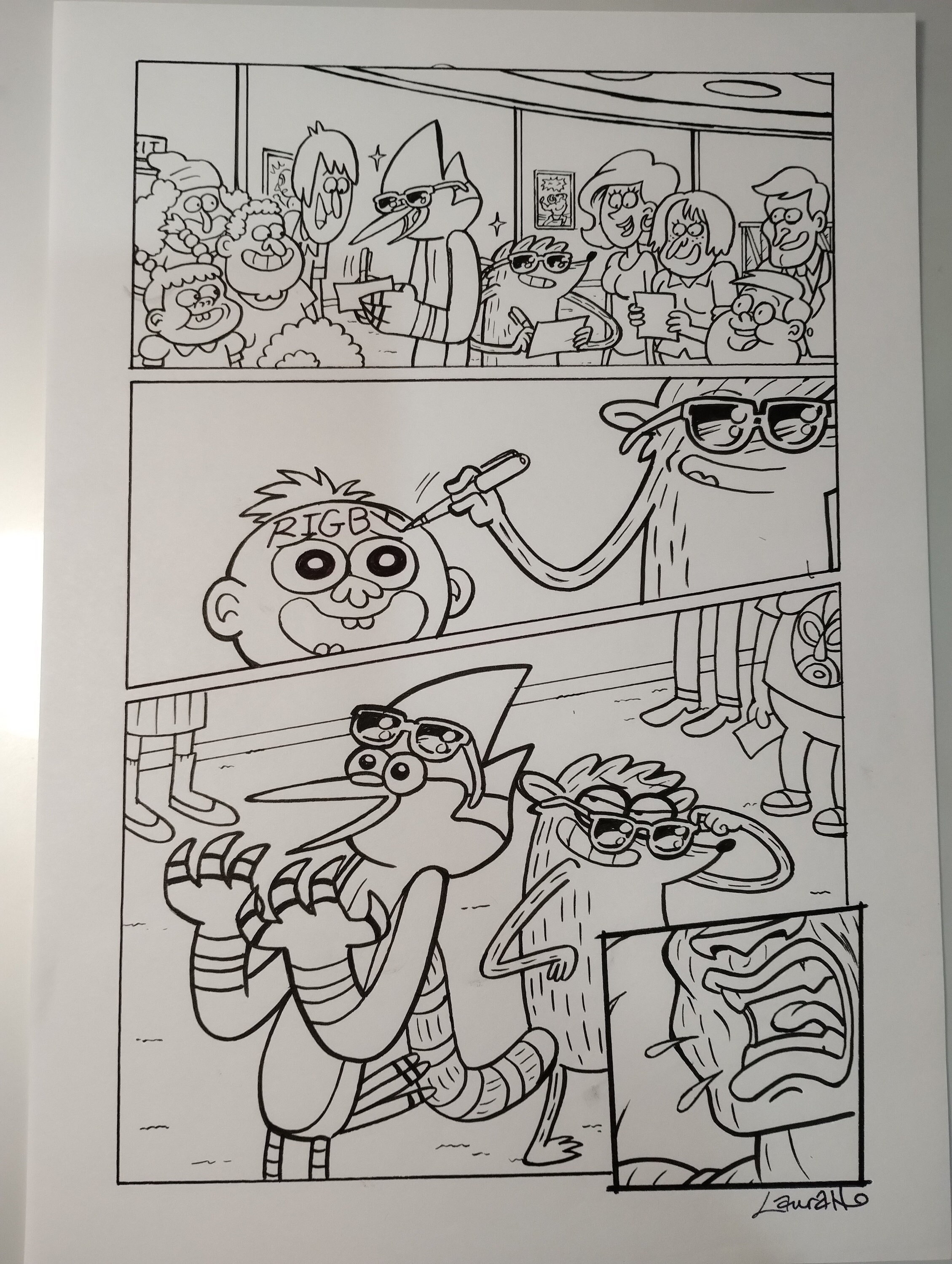 Regular show original artwork from graphic novel wrasslesplosion a size mordecai rigby