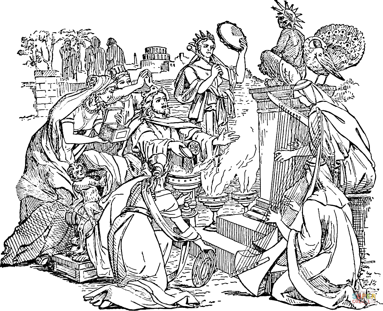 Solomon led astray by his wives to worship false gods coloring page free printable coloring pages