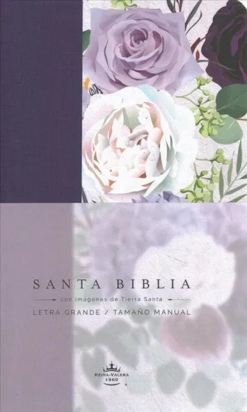 Santa biblia holy bible biblia reina valera tela morada con flores