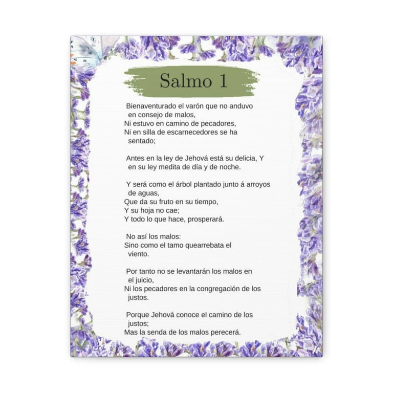 Salmo capâtulo biblia arte flores psalm in spanish ready to hang bible canvas unframed