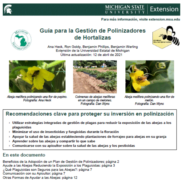 Guãa del cuidado de polinizadores de hortalizas vegetable pollinator stewardship guide in spanish