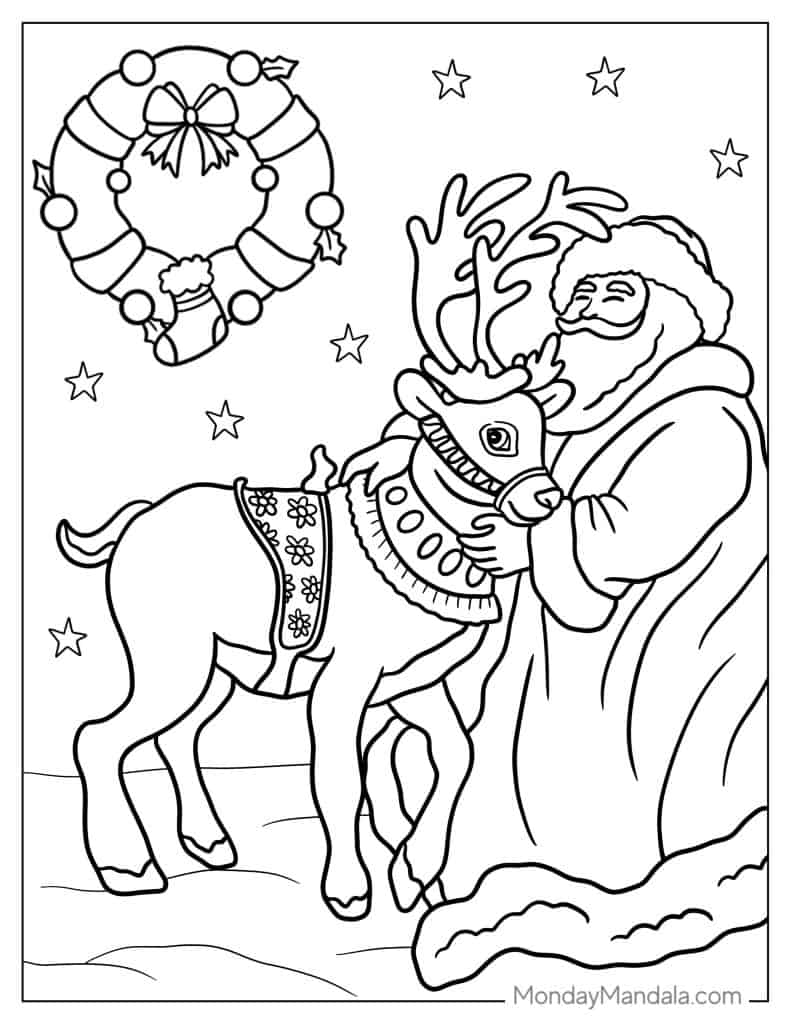 Reindeer coloring pages free pdf printables