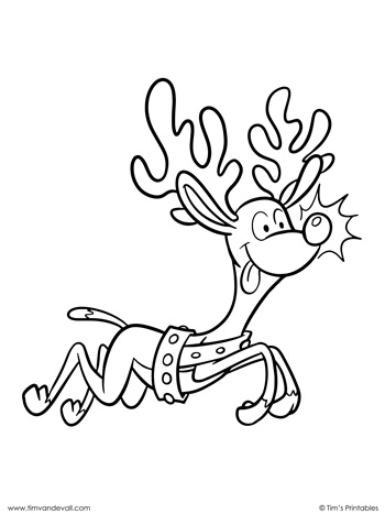 Goofy reindeer coloring page â tims printables