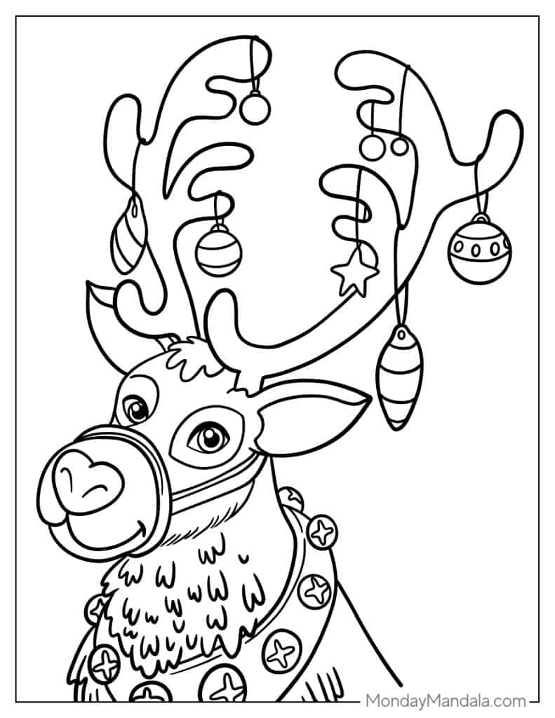 Reindeer coloring pages free pdf printables