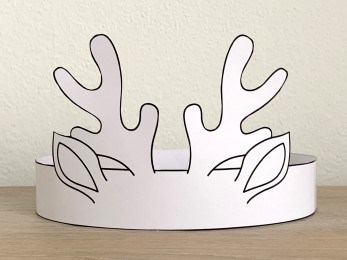 Reindeer coloring paper crown winter printable craft