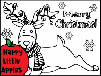 Merry christmas reindeer coloring sheet by happy little apples tpt