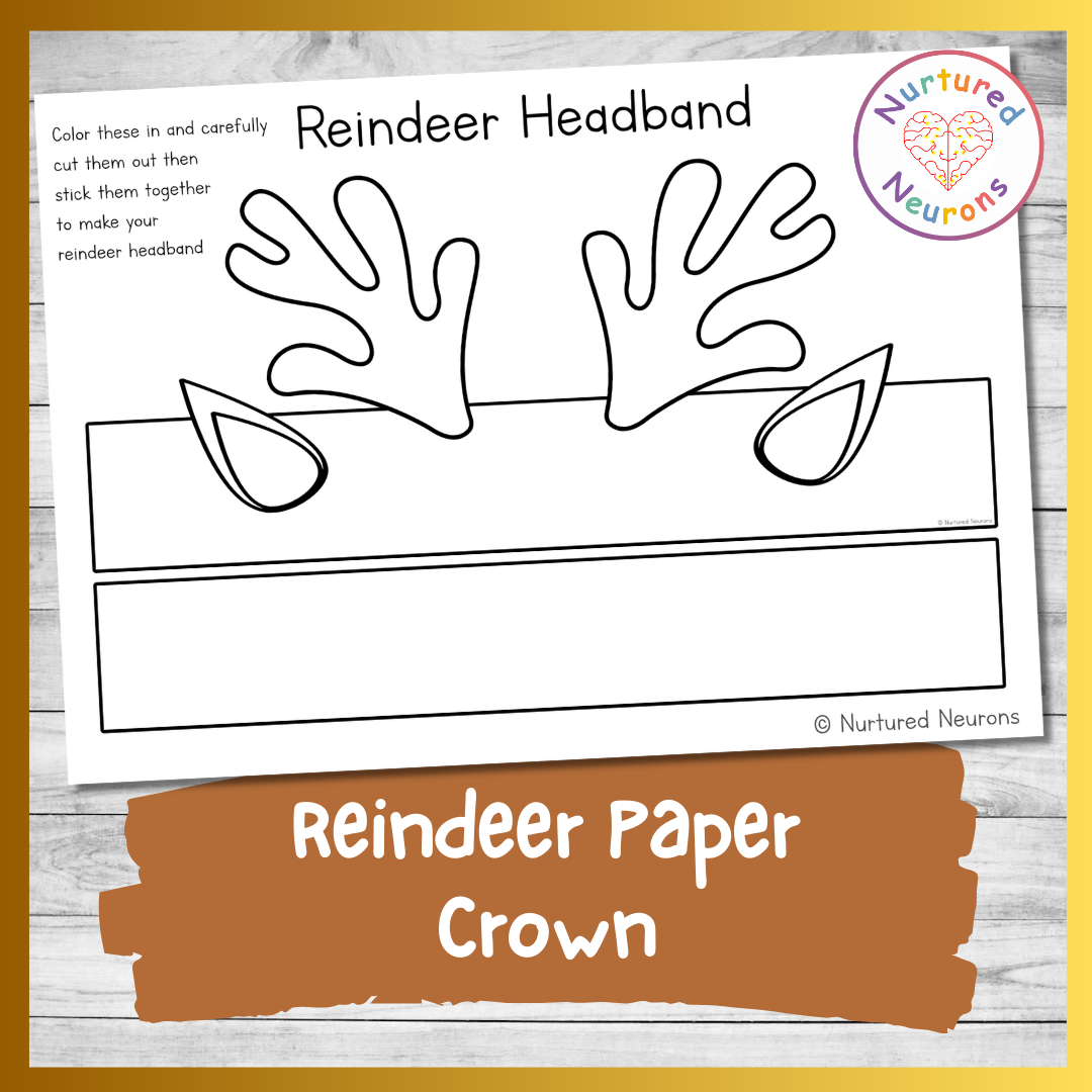 Printable reindeer paper crown christmas craft templates
