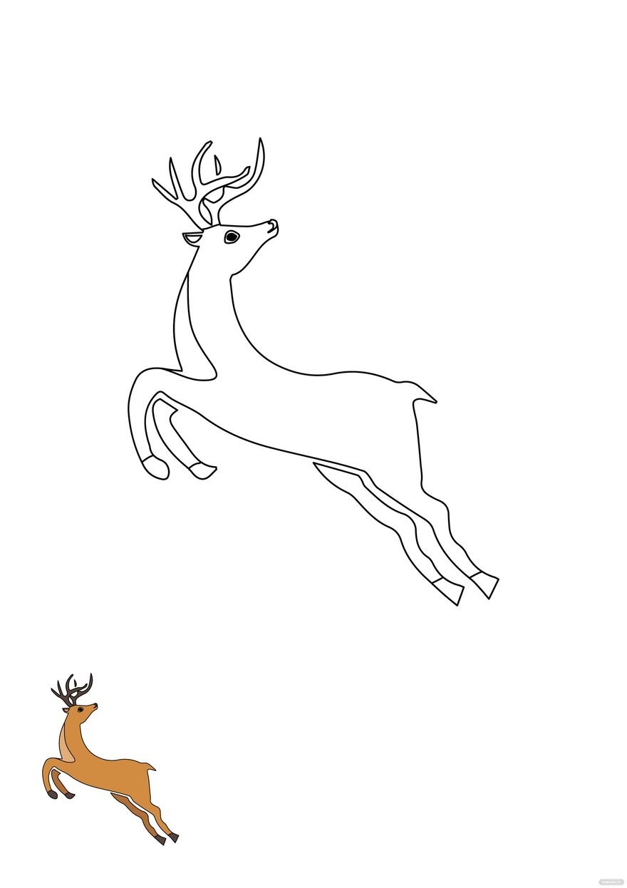 Free leaping deer coloring page