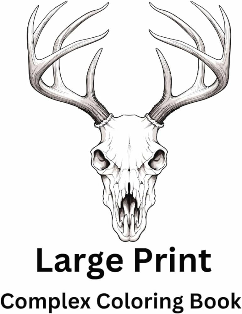 Deer skulls and antlers best coloring book for adults by inkzen intricate detailed plex coloring page drawings best coloring books studio inkzen books