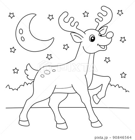 Christmas reindeer coloring page for kids