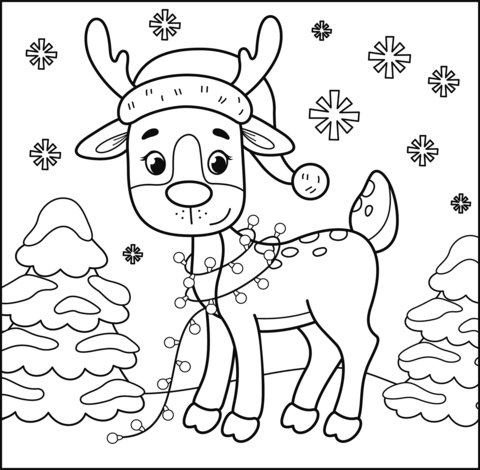 Christmas reindeer coloring page free printable coloring pages