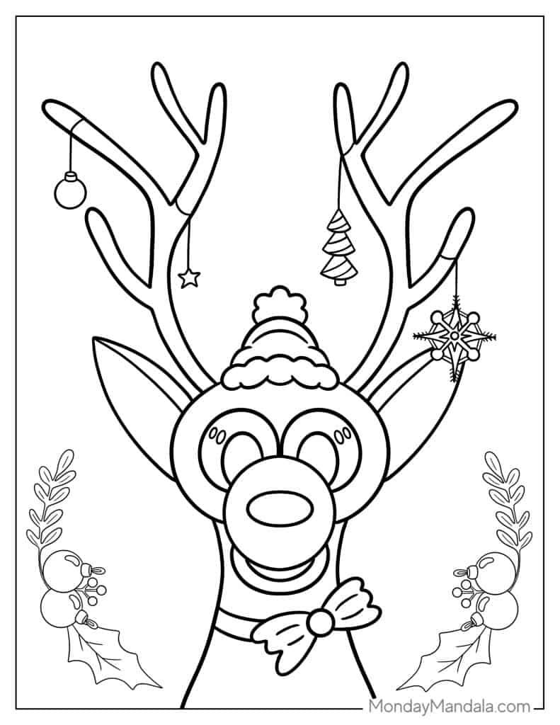 Reindeer coloring pages free pdf printables