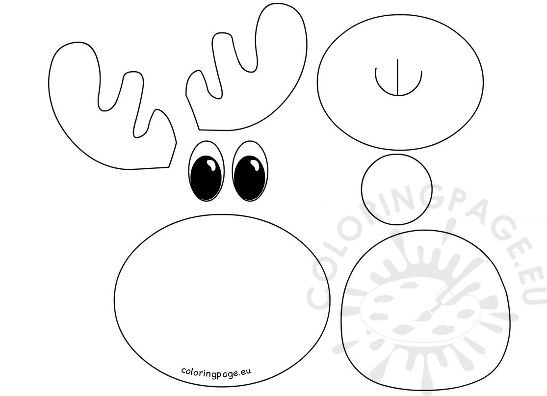 Rudolph reindeer christmas craft template coloring page