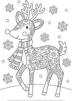 Notebook doodles christmas coloring activity book design originals festive designs of reindeer penguins gifts snowflakes stockings trees treats more on high