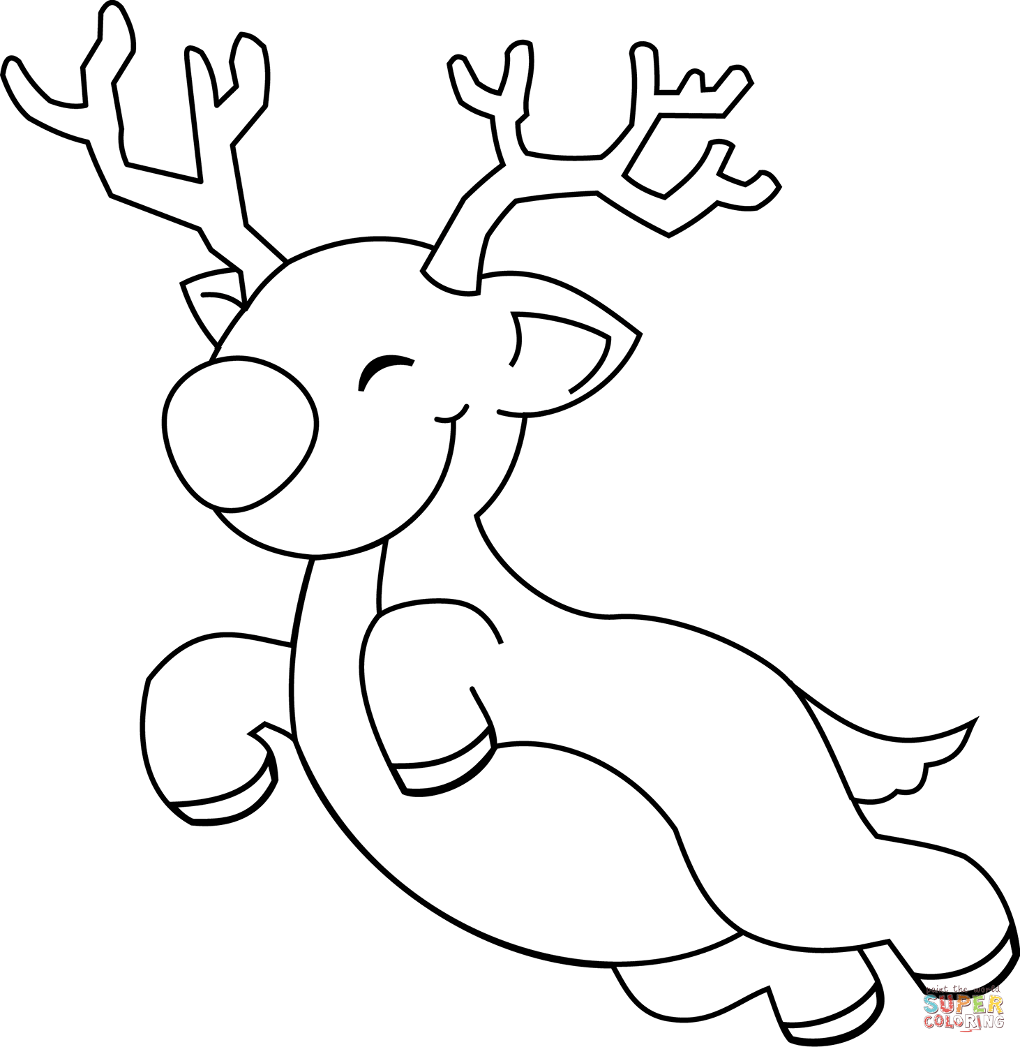 Cute christmas reindeer coloring page free printable coloring pages