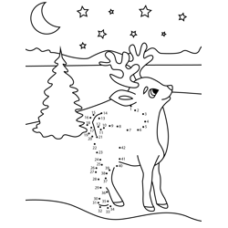 Deer christmas connect the dots printable worksheets