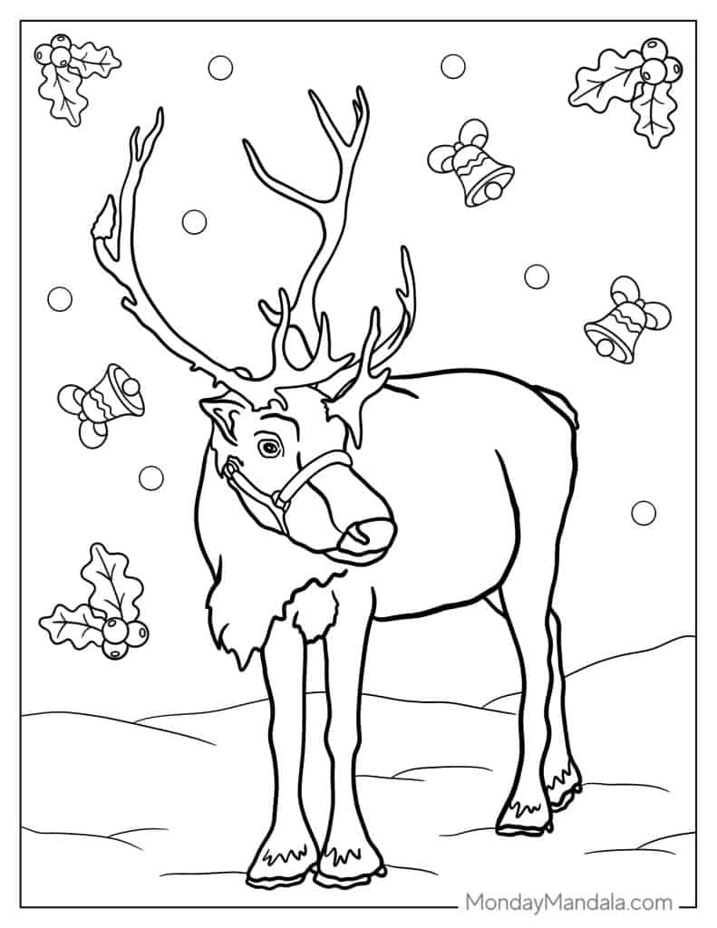 Reindeer coloring pages free pdf printables