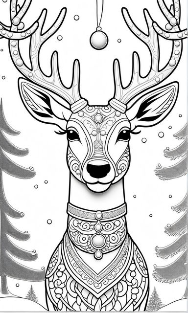 Christmas reindeer coloring sheet