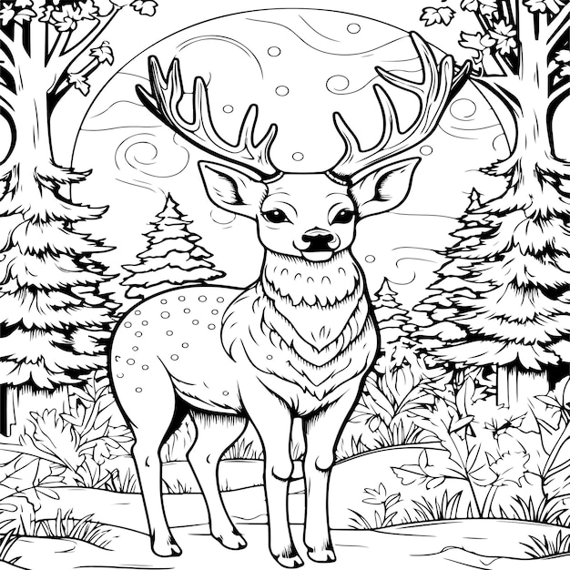 Premium vector cute reindeer coloring pages for kids