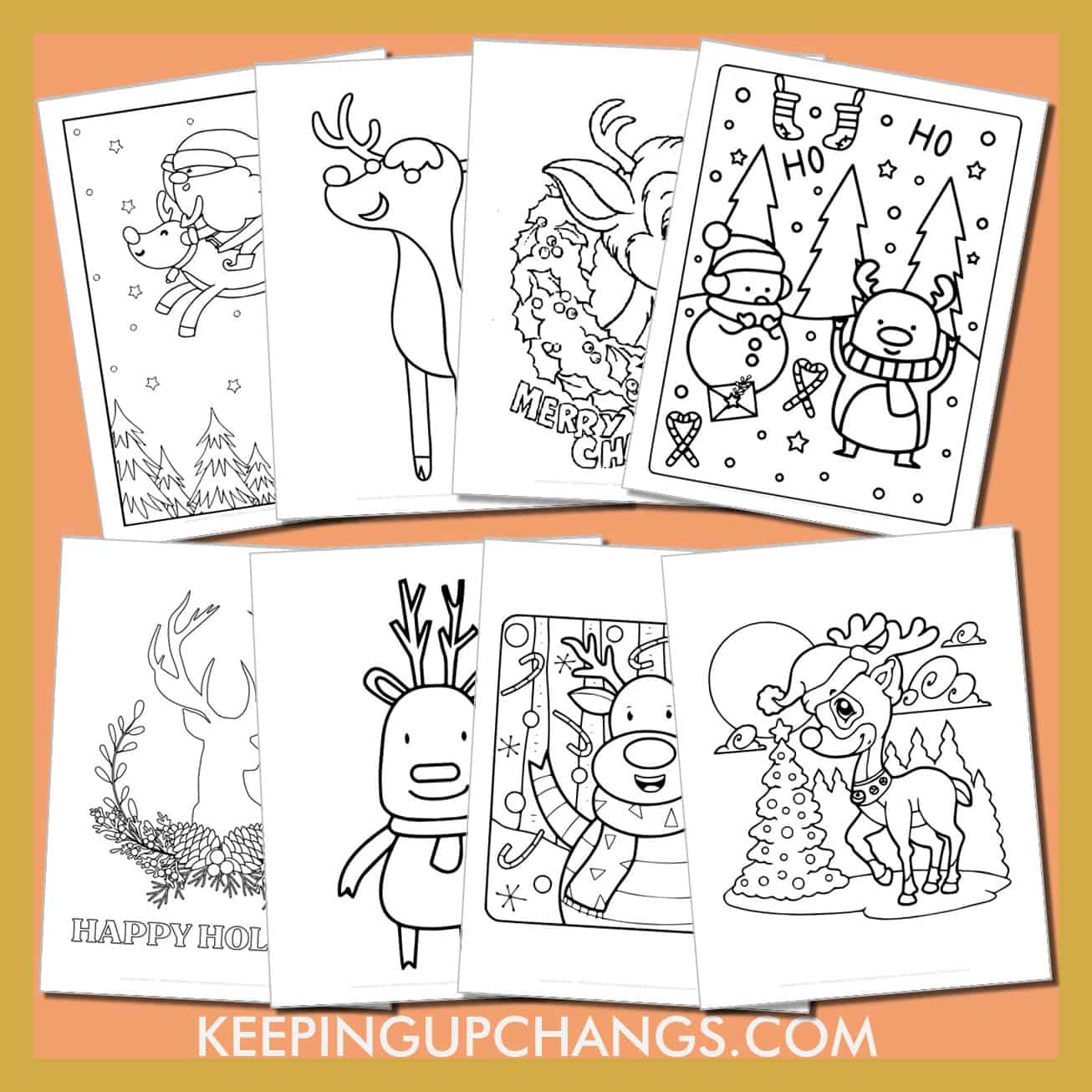 Free reindeer coloring page sheets most popular printables