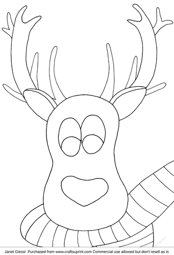 Reindeer coloring pagedigi stamp