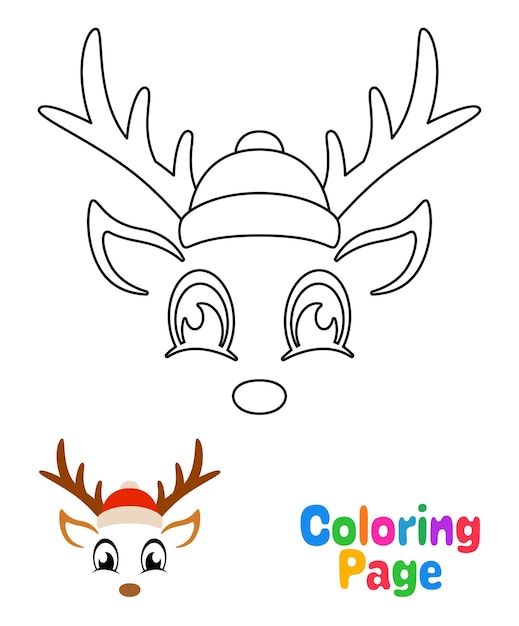 Premium vector coloring page with reindeer face for kids