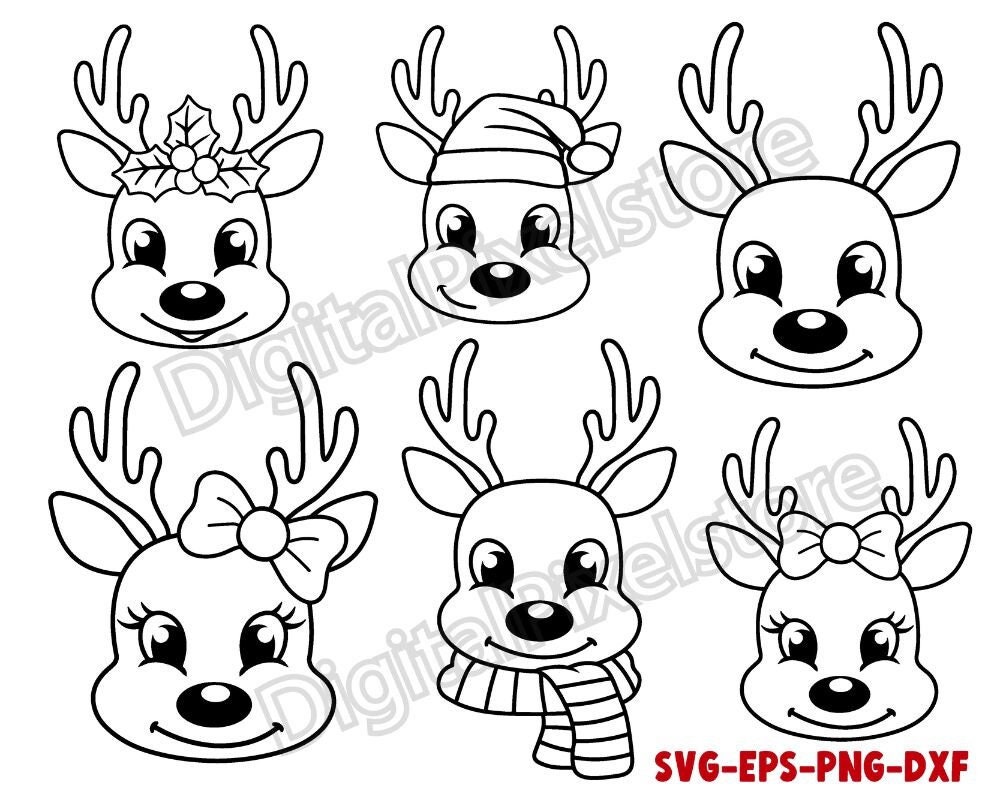 Cute reindeer outline svgreindeer face svgchristmas reindeer svg bundle reindeer svggirl reindeer svgboy reindeer svgdigital download