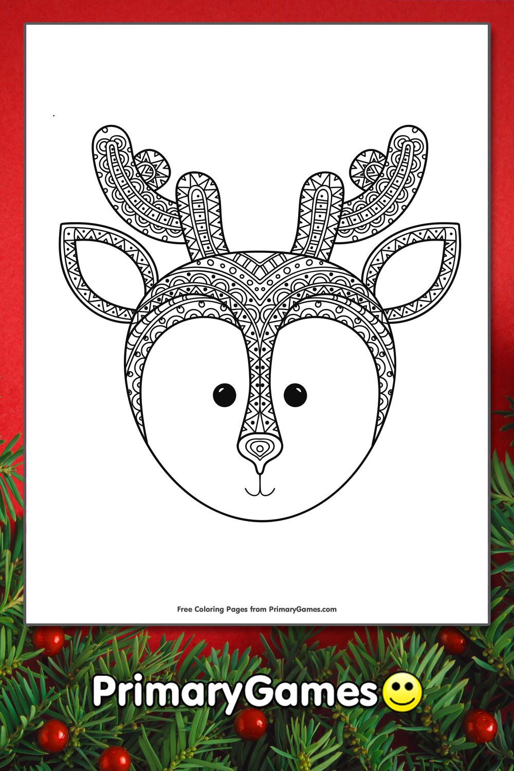 Reindeer face coloring page â free printable pdf from